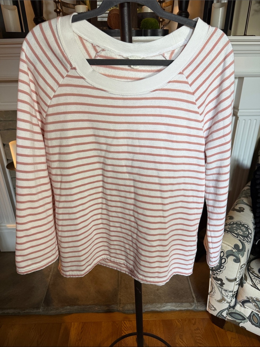 Caslon Pink and White Striped Long Sleeve Tee